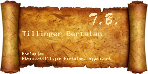 Tillinger Bertalan névjegykártya